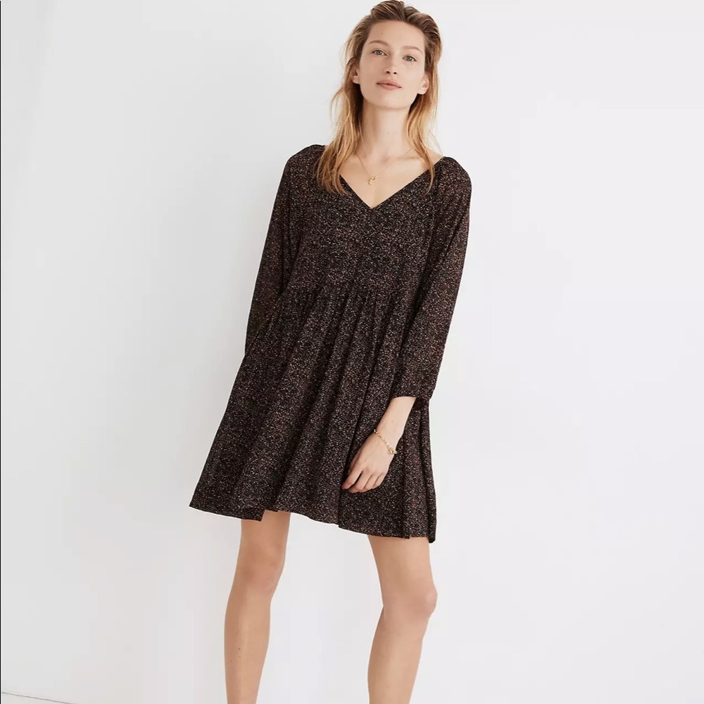 Madewell V-Neck Babydoll Dress in Brushed Texture